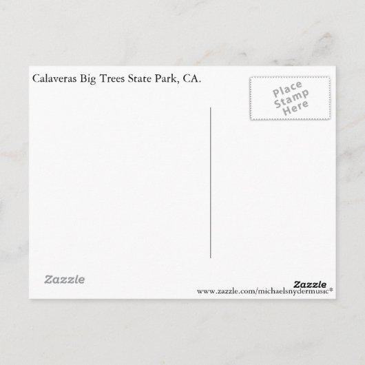 Carte Postale Parc d'état de Calaveras Big Trees, CA. (Dos)