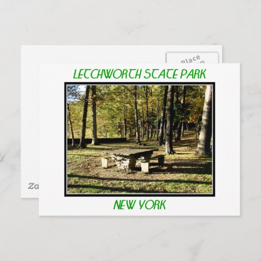 Carte Postale Parc d'état de Letchworth - Tea Table Rock (Devant / Derrière)