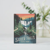 Carte Postale Parc d'état de Silver Falls Vintage (Debout devant)