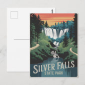 Carte Postale Parc d'état de Silver Falls Vintage (Devant / Derrière)