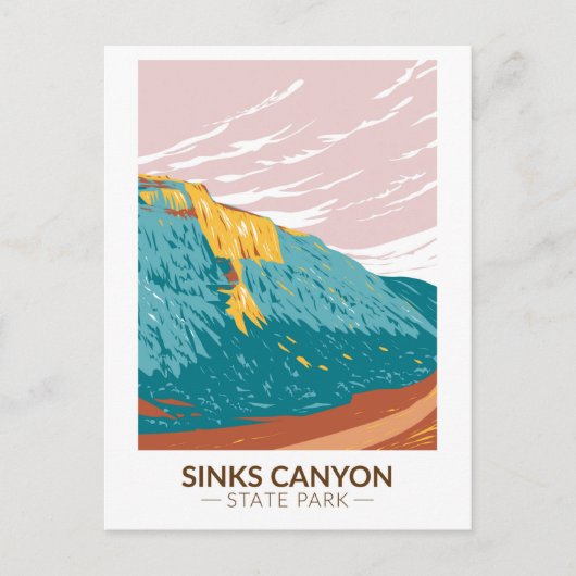 Carte Postale Parc d'État de Sinks Canyon Wyoming Vintage (Devant)