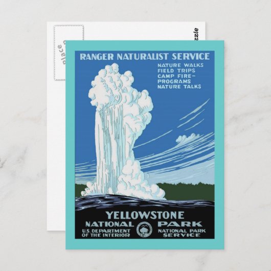 Carte Postale Parc en pierre jaune - Vieux Geyser fidèle (Devant / Derrière)