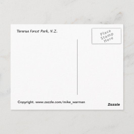 Carte Postale Parc forestier de Tararua, Wairarapa, N. Z. (Dos)