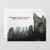 Carte Postale Parc forestier national de Zhangjiajie, Hunan Chin (Devant / Derrière)
