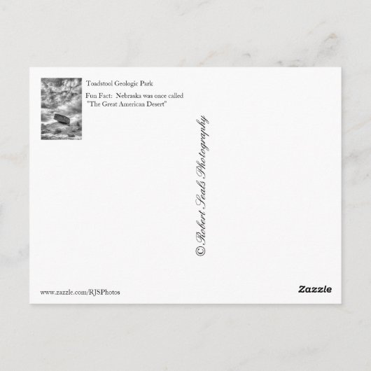 Carte Postale Parc géologique de Toadstool, Nebraska (Dos)