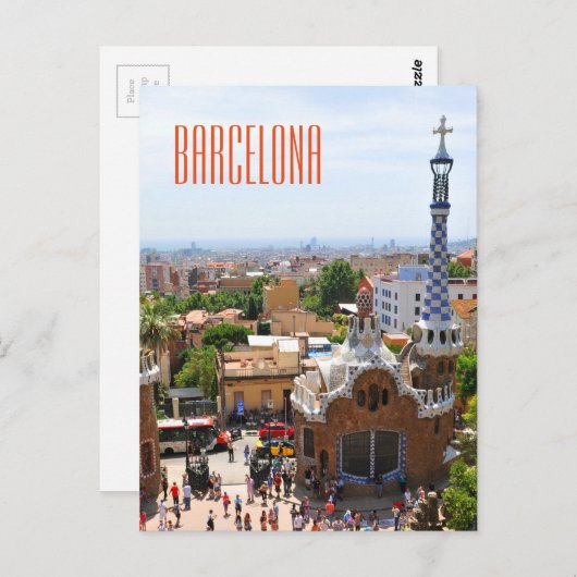 Carte Postale Parc Guell à Barcelone, Espagne (Devant / Derrière)