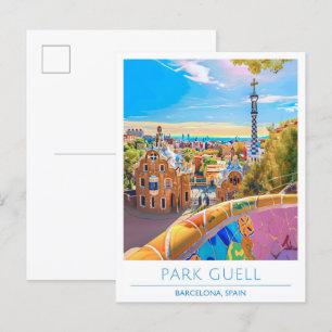 Carte Postale Parc Guell Barcelona Espagne Voyage
