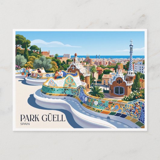 Carte Postale Parc Güell Barcelone Espagne (Devant)