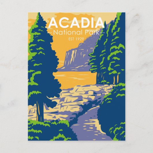 Carte Postale Parc national Acadia Bar Port Ocean Path Maine (Devant)