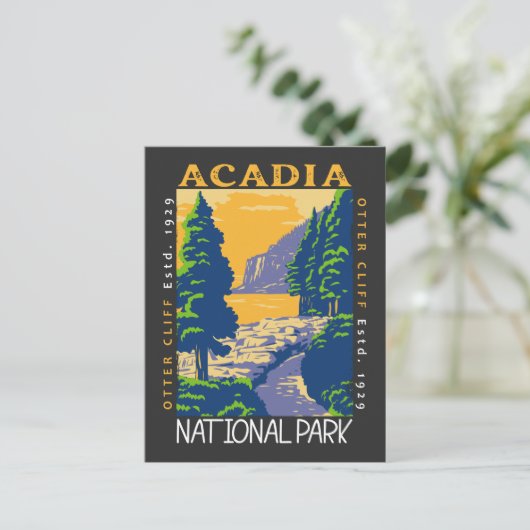 Carte Postale Parc national Acadia Bar Port Otter Cliff Rétro (Debout devant)
