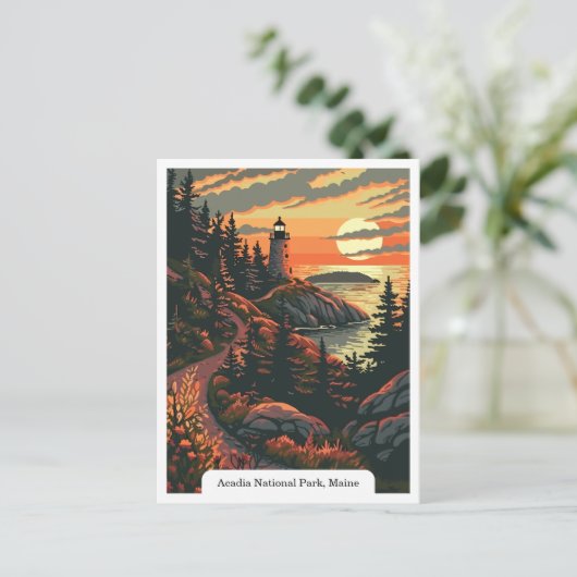 Carte Postale Parc national Acadia, Maine Lighthouse Travel (Debout devant)