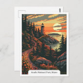 Carte Postale Parc national Acadia, Maine Lighthouse Travel (Devant / Derrière)