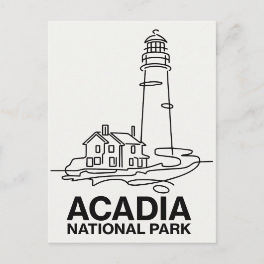 Carte Postale Parc national Acadia Phare Line Art (Devant)
