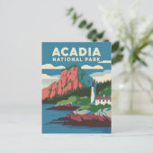 Carte Postale Parc national Acadia Phare Vintage (Debout devant)