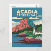 Carte Postale Parc national Acadia Phare Vintage (Devant / Derrière)