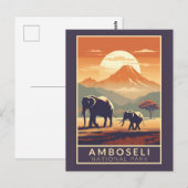 Carte Postale Parc national d'Amboseli Art de voyage Vintage (Devant / Derrière)