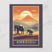 Carte Postale Parc national d'Amboseli Art de voyage Vintage