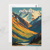 Carte Postale Parc national de Denali illustration rétro Classic (Devant / Derrière)