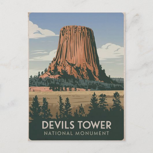 Carte Postale Parc national de Devils Tower Vintage (Devant)