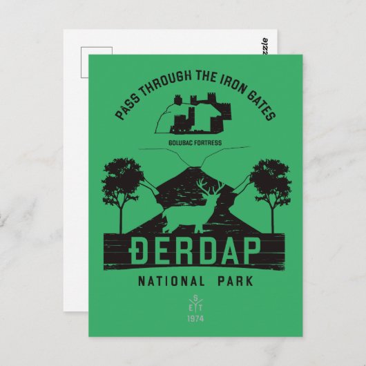 Carte Postale Parc national de Djerdap Portes de fer Design noir (Devant / Derrière)