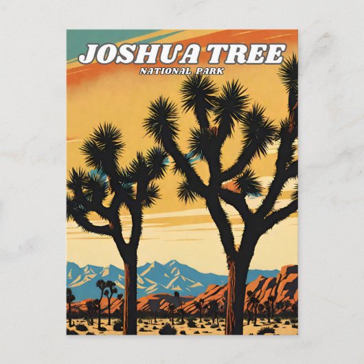 Carte Postale Parc national de Joshua Tree illustration rétro (Devant)