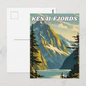 Carte Postale Parc national de Kenai Fjords illustration retro (Devant / Derrière)