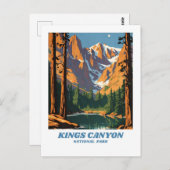 Carte Postale Parc national de Kings Canyon illustration retro V (Devant / Derrière)