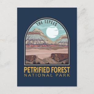Carte Postale Parc national de la Forêt Petrifiée Emblem Vintage