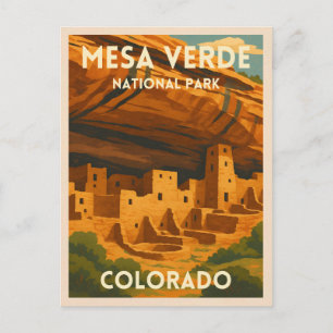 Carte Postale Parc national de la Vintage voyage rétro Mesa Verd