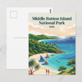 Carte Postale Parc national de l'île de Middle Button, Inde (Devant / Derrière)