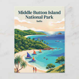Carte Postale Parc national de l'île de Middle Button, Inde