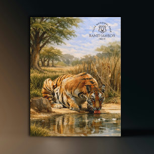 Carte Postale Parc national de Ranthambor Tigre Inde Aquarell