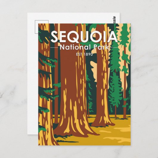 Carte Postale Parc national de Sequoia Sequoia Arbres géants Vin (Devant / Derrière)