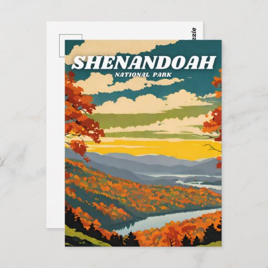 Carte Postale Parc national de Shenandoah illustration rétro (Devant / Derrière)