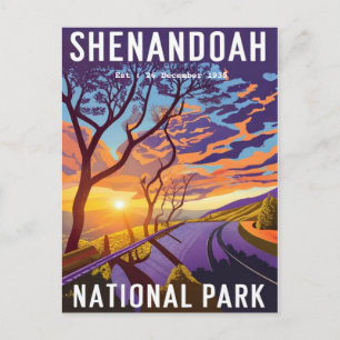Carte Postale Parc national de Shenandoah skyline de la couleur