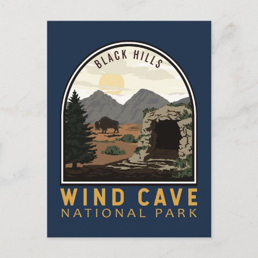 Carte Postale Parc national de Wind Cave Black Hills Emblem Vint (Devant)