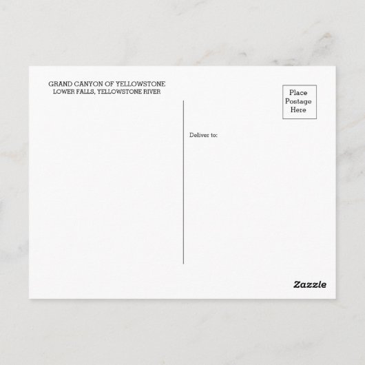Carte Postale Parc national de Yellowstone, Lower Falls (Dos)