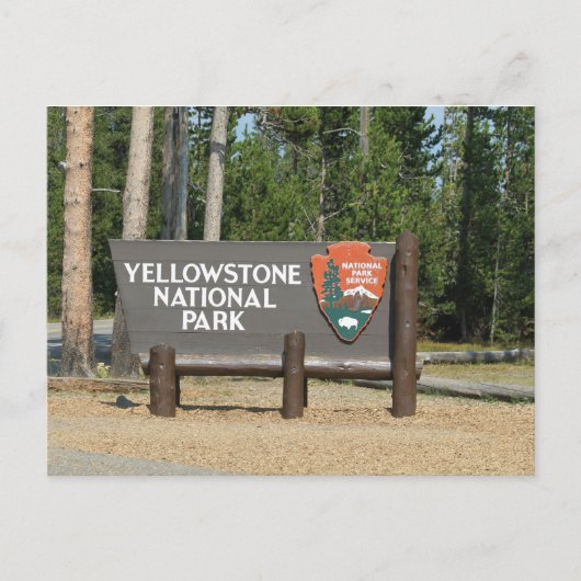 Carte Postale Parc national de Yellowstone, panneau, Wyoming, Ét (Devant)