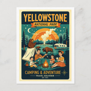 Carte Postale Parc national de Yellowstone Rétro 1950s