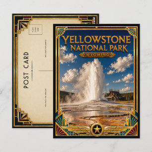 Carte Postale Parc national de Yellowstone Wyoming Art Déco vint