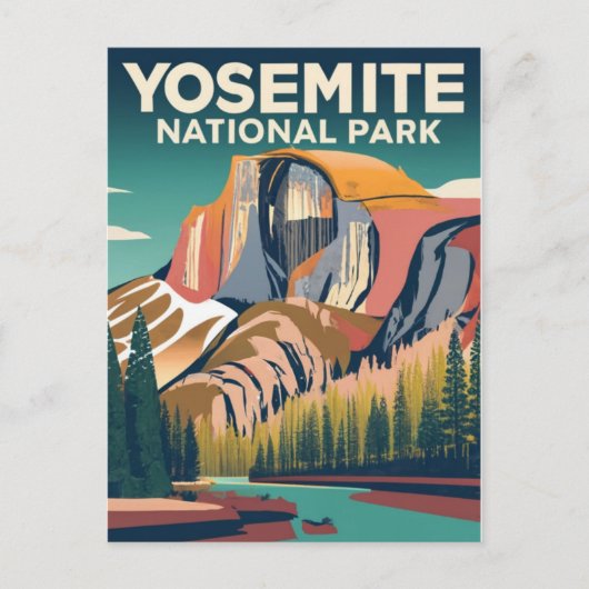 Carte Postale Parc national de Yosemite Vintage (Devant)
