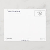 Carte Postale Parc national de Zion (Dos)