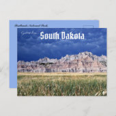 Carte Postale Parc national des Badlands dans le Dakota du Sud (Devant / Derrière)