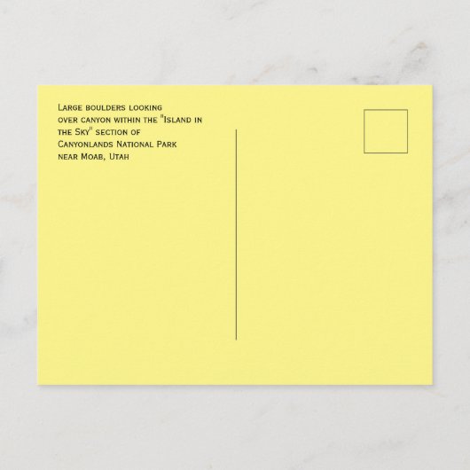 Carte Postale Parc national des Canyons, Boulders, Utah (Dos)