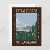 Carte Postale Parc national des fjords de Kenai Alaska Rétro en  (Devant / Derrière)