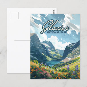 Carte Postale Parc national des Glaciers Montana Lake Retro