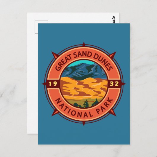 Carte Postale Parc national des grandes dunes de sable Retro Com (Devant / Derrière)