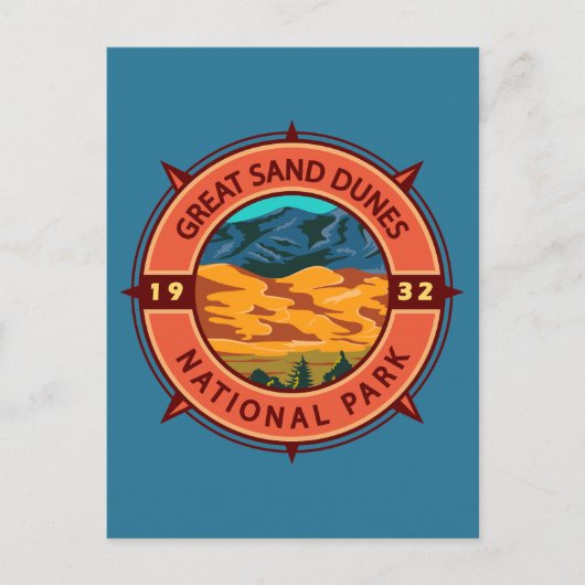Carte Postale Parc national des grandes dunes de sable Retro Com (Devant)