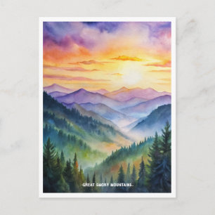 Carte Postale Parc national des Great Smoky Mountains aquarelle 