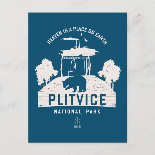 Carte Postale Parc national des Lacs-Plitvice Design blanc (Devant)